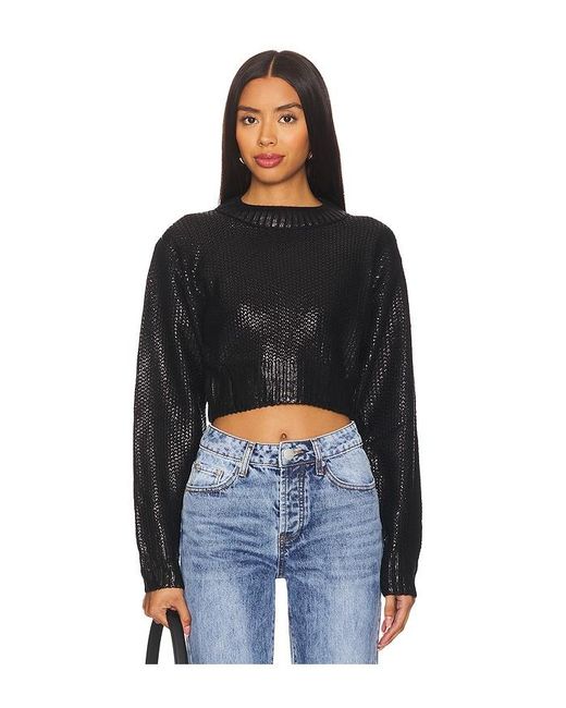 superdown Metallic Cropped Knit Sweater in Black Lyst UK