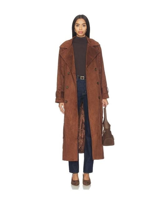 SNDY'S Brown Sutton Faux Suede Trench Coat