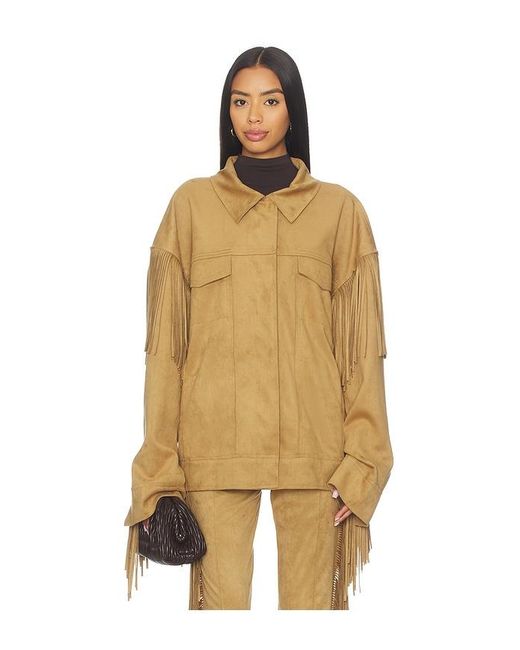 Norma Kamali Yellow Fringe Oversized Jean Jacket