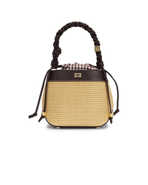 Ganni Black Bou Bucket Raphia