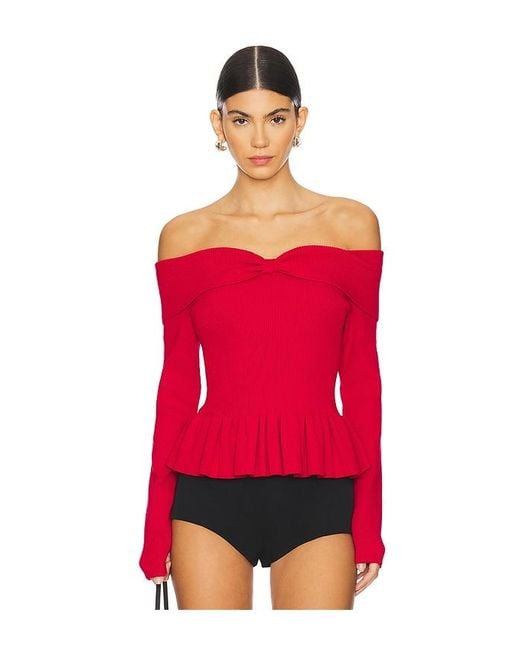 525 Red Morgan Off Shoulder Peplum Top