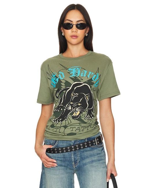 Ed Hardy Green Crouching Panther Tee