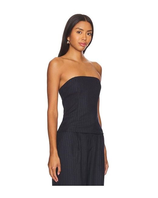 House of Harlow 1960 Black Pinstripe Strapless Wrap Top