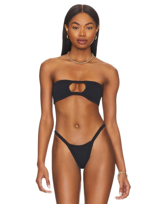 Indah Black Sabrina Bikini Top
