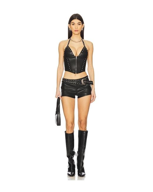superdown Black Melisa Faux Leather Top