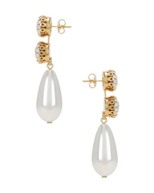 Anton Heunis White Double Round Drop Earrings