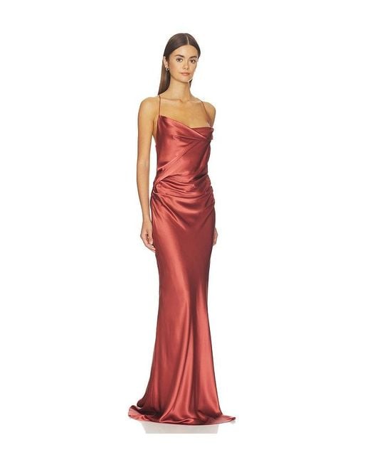 The Sei Red Cowl Bias Gown