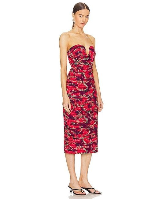 MILLY Red Windmill Floral Dress