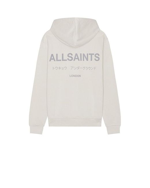 AllSaints White Cotton Terrycloth Hooded Sweatshirt for men