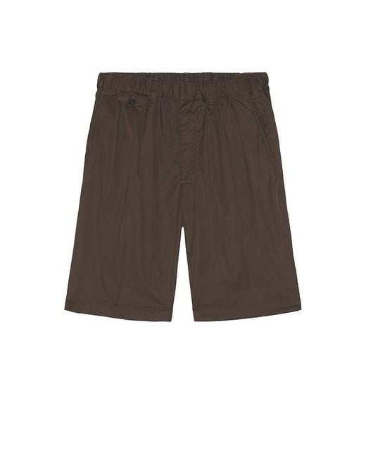 Beams Plus Black 2 Pleats Relax Shorts Nyco Twill for men