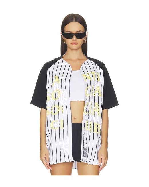 ANTI SOCIAL SOCIAL CLUB Black Pinstriped Baseball Jersey for men