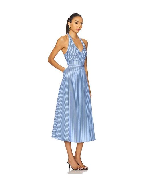 Central Park West Blue Kira Halter Shirt Dress