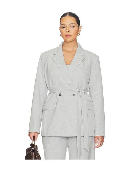GOOD AMERICAN White Essential Suiting Belted Blazer