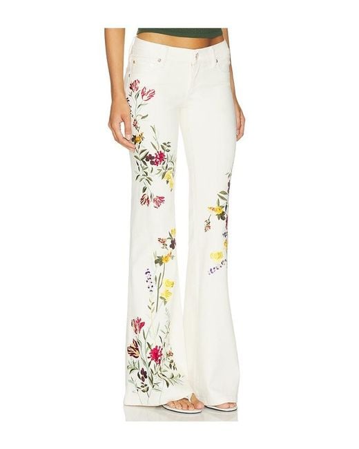 Alice + Olivia White Chic Embroided Jean