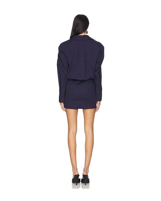The Attico Blue Long Sleeve Shirt Mini Dress