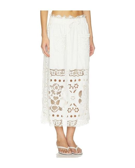 Sea White Gardener Embroided Skirt