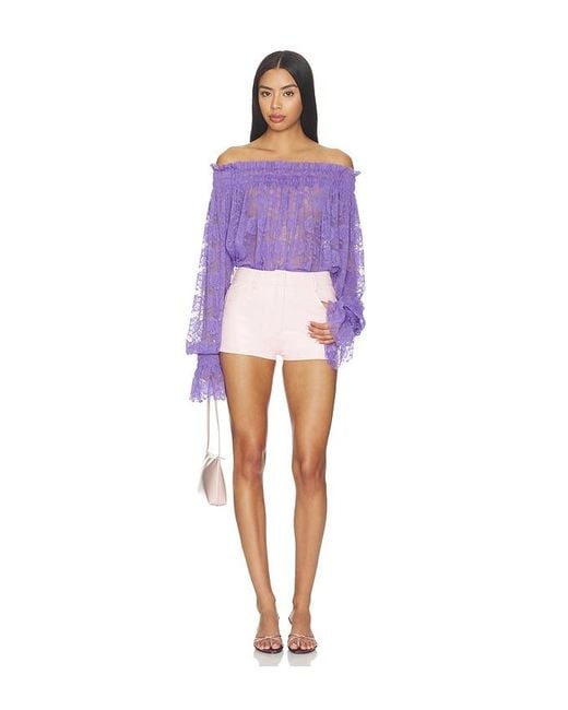 Norma Kamali Purple Long Sleeve Peasant Top