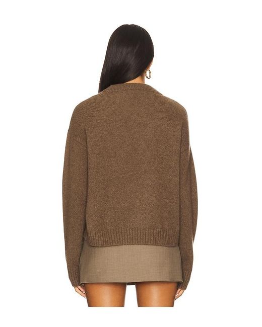 White + Warren Brown Cashmere Argyle Crew Sweater