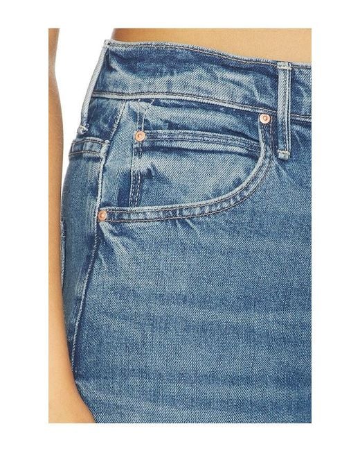 Mother Blue High Waisted Tunnel Vision Sneak Jeans