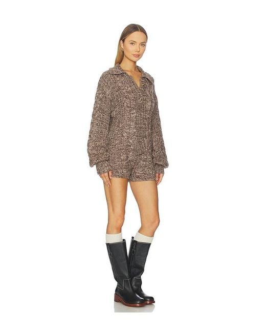 For Love & Lemons Natural Nathalie Knit Romper