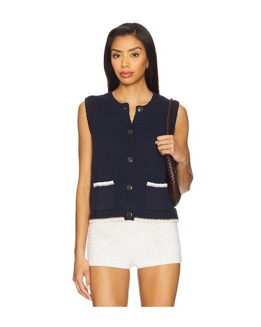 Autumn Cashmere Button Front Vest Top Blue
