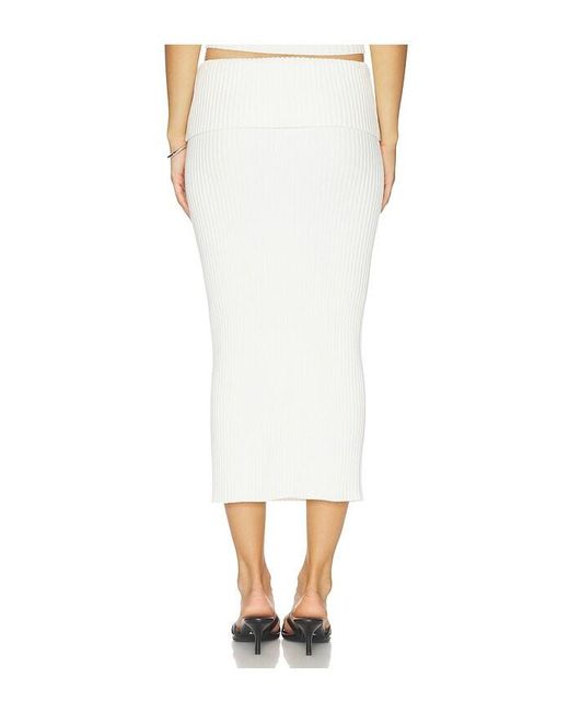 L'academie White 'Academie Jordin Foldover Rib Midi Skirt