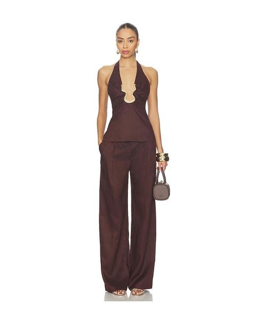 Bardot Brown Geordy Hipster Linen Pant