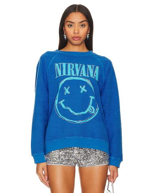 Daydreamer Nirvana Smiley リバースラグランクルー Blue