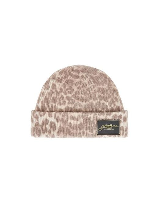 Ganni Natural Graphic Mix Printed Beanie