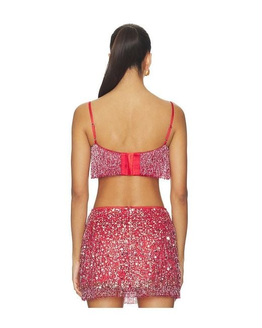 Asta Resort Red X Revolve Yasmin Fringe Bralette