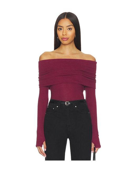 Enza Costa Red Off Shoulder Top