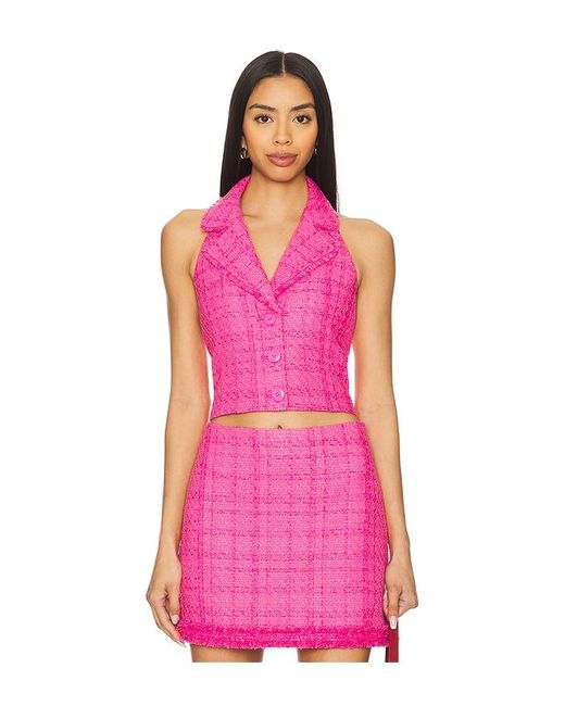 Alice + Olivia Meri Cropped Halter Blazer トップ Pink