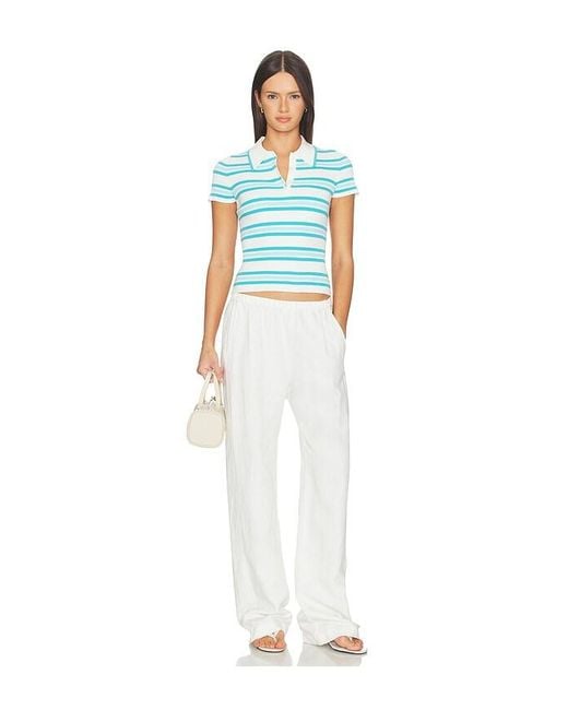 Jonathan Simkhai Blue Luka Striped Cotton Polo