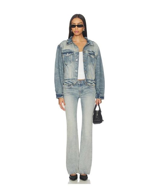 EB DENIM Blue Varsity Trucker Denim Jacket