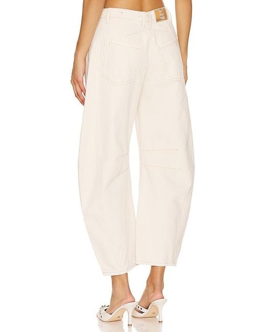Free People Natural X We The Free Good Luck Mid Rise Barrel Jeans
