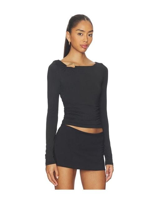 SNDY'S Black Ashley Boat Neck Top