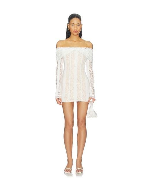 MORE TO COME White Annabelle Off Shoulder Mini Dress