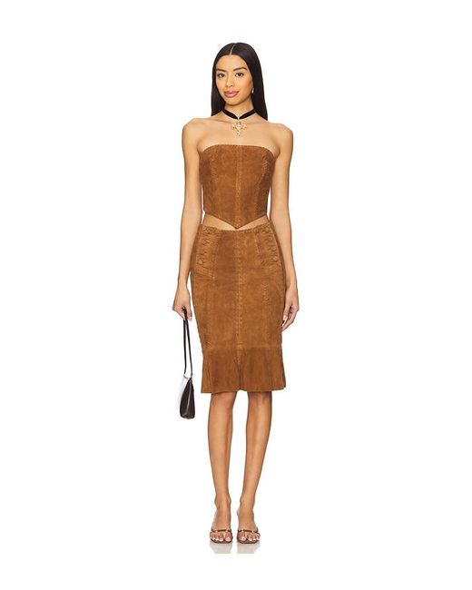 Urban Outfitters Brown Handkerchief Leather Skirt