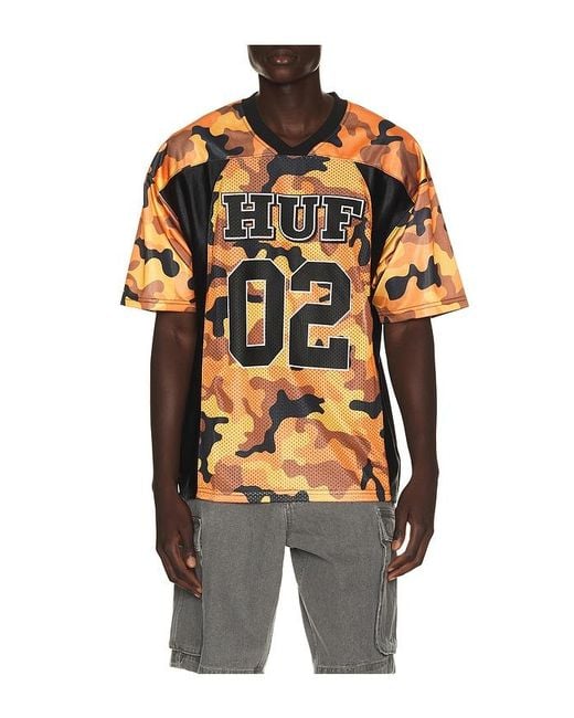 Huf Orange Camo Football Jersey Tee for men