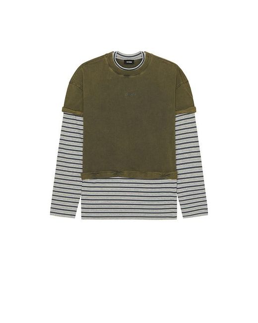 we11done Green Layered Striped T-Shirt for men