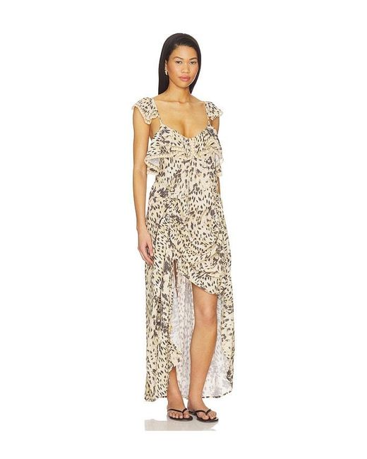 Spell White Snow Leopard Strappy Gown