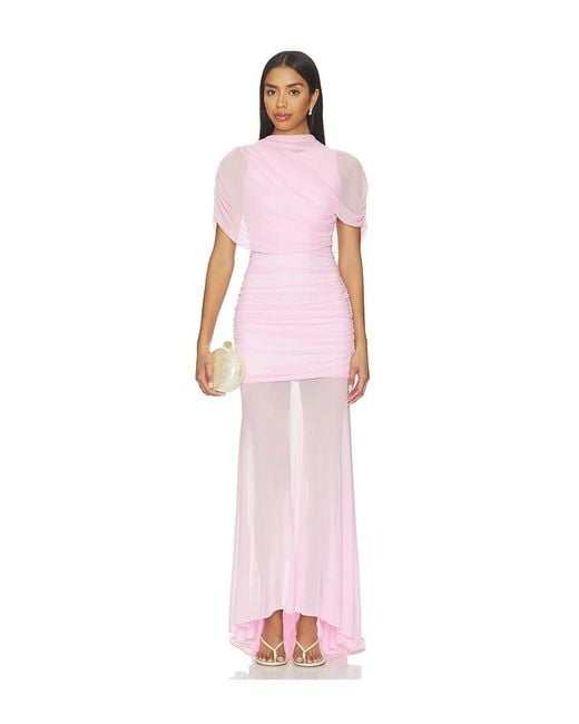 Amanda Uprichard Pink X Revolve Evianna Mesh Gown
