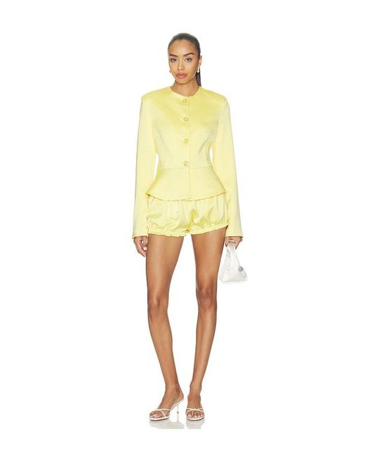 Milkwhite Yellow Satin Hot Short