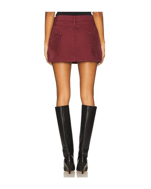 AFRM Red The Chippy Belted Micro Mini Skirt