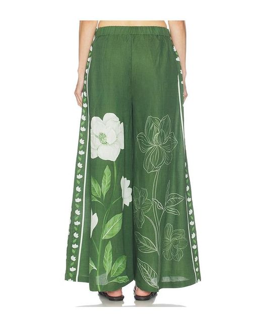 VERANDAH Green Magnolia Flared Pants
