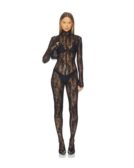 Norma Kamali Black Long Sleeve Slim Fit Turtleneck Catsuit