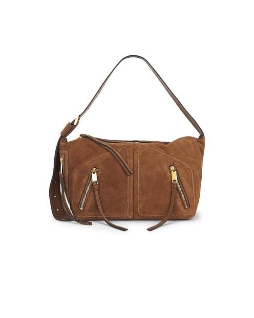 AllSaints Brown Jean Rey Suede Shoulder