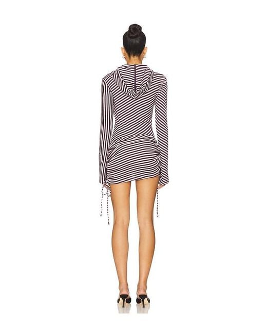 Jaded London Multicolor Sporty Stripe Hooded Draped Mini Dress