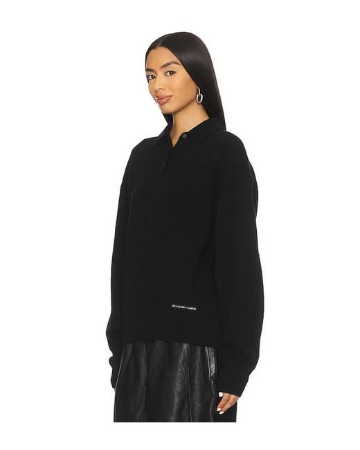 Alexander Wang Black Polo With Knit Logo Patch