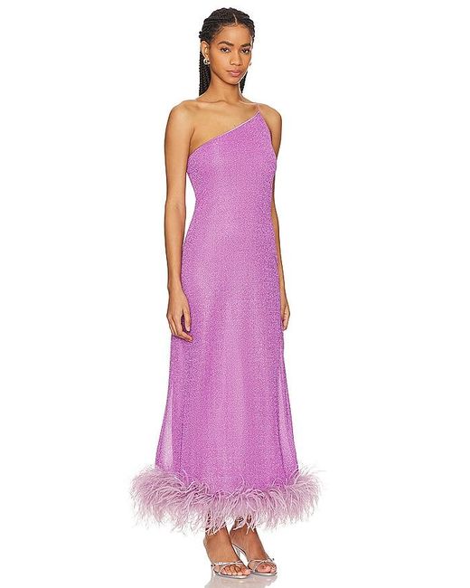 Oseree Purple Lumiere Plumage One Shoulder Dress
